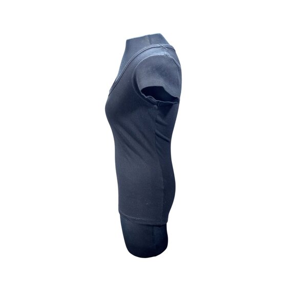 Topshop Black Ribbed Scoop Neck Short Sleeve T-Shirt Size S - Picture 2 of 11